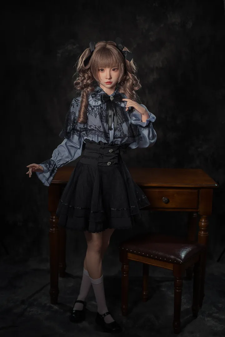 148cm (4ft10) B-Cup Gaya Gothic Lolita Silikon Anak Patung Seks Xiaorou, ROS Kepala #103B